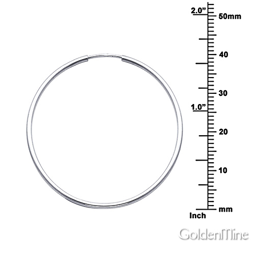 Polished Endless Large Hoop Earrings - 14K White Gold 1.5mm x 1.6 inch Slide 1