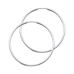 Polished Endless Large Hoop Earrings - 14K White Gold 1.5mm x 1.6 inch