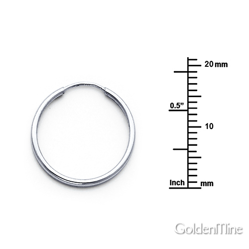 Polished Endless Small Hoop Earrings - 14K White Gold 1.5mm x 0.67 inch Slide 1