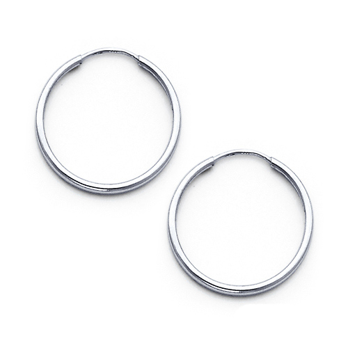 Polished Endless Small Hoop Earrings - 14K White Gold 1.5mm x 0.67 inch Slide 0