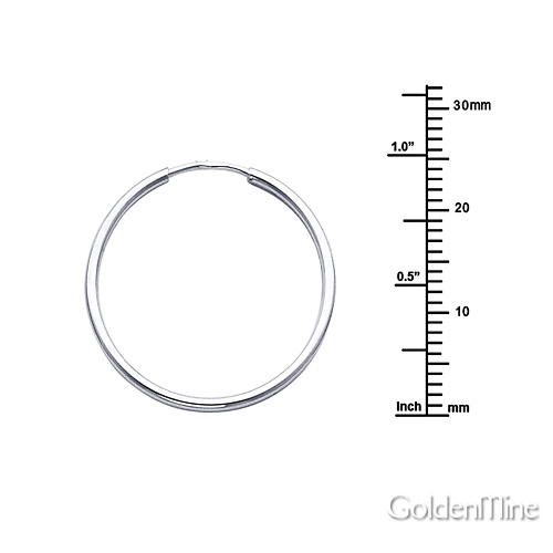 Polished Endless Medium Hoop Earrings - 14K White Gold 1.5mm x 1 inch Slide 1