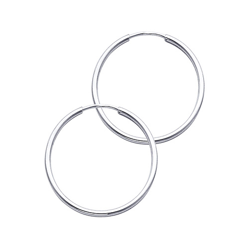 Polished Endless Medium Hoop Earrings - 14K White Gold 1.5mm x 1 inch Slide 0