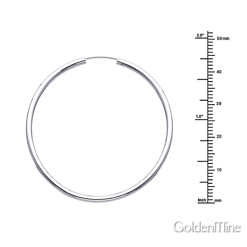 Polished Endless Large Hoop Earrings - 14K White Gold 2mm x 1.8 inch Slide 1
