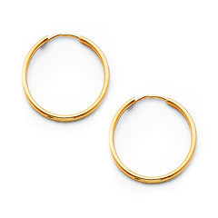 Polished Endless Petite Hoop Earrings - 14K Yellow Gold 1.5mm x 0.6 inch