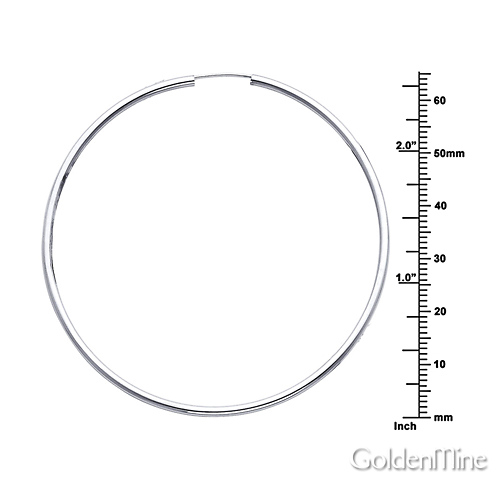 14K White Gold Polished Endless Extra Large Hoop Earrings - 2mm x 2.6 inch Slide 1