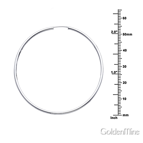Polished Endless Large Hoop Earrings - 14K White Gold 2mm x 2.16 inch Slide 1