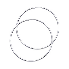 Polished Endless Large Hoop Earrings - 14K White Gold 2mm x 2.16 inch