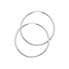 14K White Gold Polished Endless Medium Hoop Earrings - 2mm x 1.37 inch