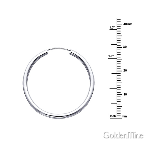 Polished Endless Medium Hoop Earrings - 14K White Gold 2mm x 1.2 inch Slide 1