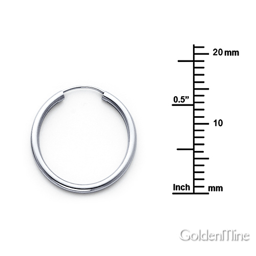 Polished Endless Petite Hoop Earrings - 14K White Gold 2mm x 0.6 inch Slide 1