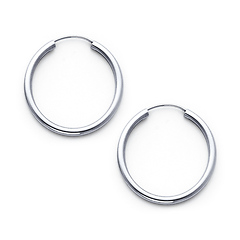 Polished Endless Petite Hoop Earrings - 14K White Gold 2mm x 0.6 inch