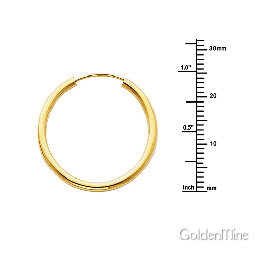 Polished Endless Medium Hoop Earrings - 14K Yellow Gold 2mm x 1 inch Slide 1