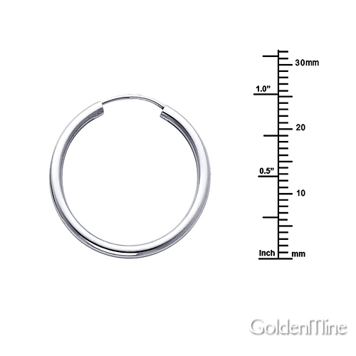 Polished Endless Medium Hoop Earrings - 14K White Gold 2mm x 1 inch Slide 1