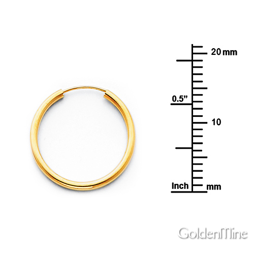 Polished Endless Petite Hoop Earrings - 14K Yellow Gold 2mm x 0.6 inch Slide 1