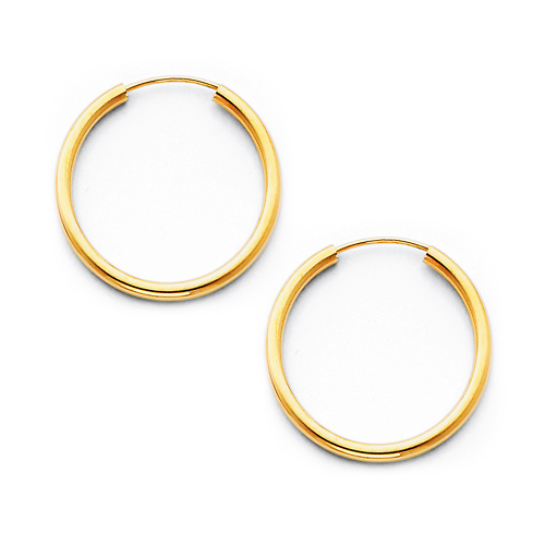 Polished Endless Petite Hoop Earrings - 14K Yellow Gold 2mm x 0.6 inch Slide 0