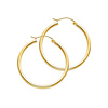Polished Round Medium Hoop Earrings - 14K Yellow Gold 2mm x 1.2 inch thumb 0