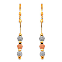Long Three Circle Dangling Earrings in 14K TriGold 55mm