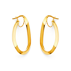 Oval Twist Medium Hoop Earrings - 14K Yellow Gold