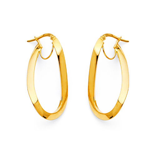 Oval Twist Medium Hoop Earrings - 14K Yellow Gold Slide 0