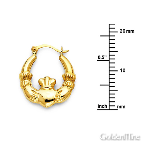Crescent Small Claddagh Hoop Earrings - 14K Yellow Gold Slide 1