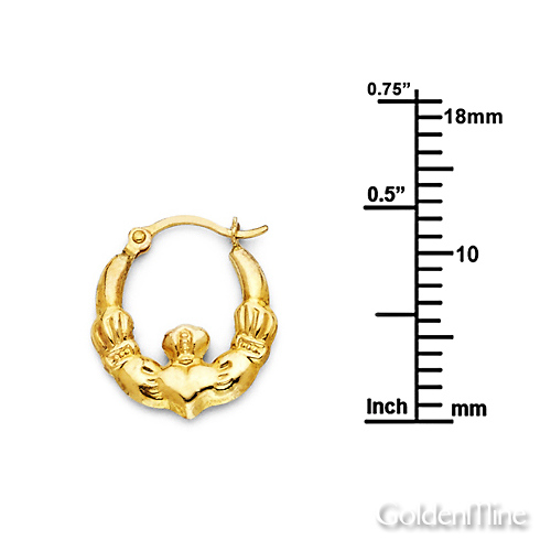 Crescent Petite Claddagh Hoop Earrings - 14K Yellow Gold Slide 1