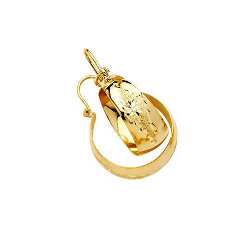 Thick Diamond-Cut Star Small Bangle Hoop Earrings - 14K Yellow Gold Slide 0
