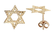 14K Yellow Gold Star of David Stud Earrings