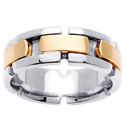 14K Two Tone Designer Wedding Band Slide 0