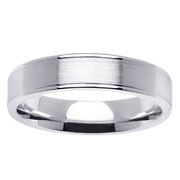 5mm Flat Brushed 14K White Gold Wedding Band Slide 0