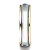 6mm Satin WG Center Duo Milgrain Rimmed 14K Two-Tone Gold Wedding Band thumb 1