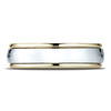 6mm Domed WG Center Rimmed Wedding Band by Benchmark Rings in 14K Two-Tone Gold thumb 2