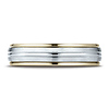 6mm Domed Striped Comfort-Fit 14K Two-Tone Gold Wedding Band by Benchmark Rings thumb 1
