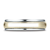 6mm Satin YG Center Duo Milgrain Rimmed 14K Two-Tone Gold Wedding Band thumb 1