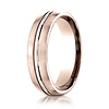6mm Polished Stripe Center Satin Domed Wedding Band by Benchmark in 14K Rose Gold thumb 0