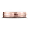 6mm Polished Stripe Center Satin Domed Wedding Band by Benchmark in 14K Rose Gold thumb 2