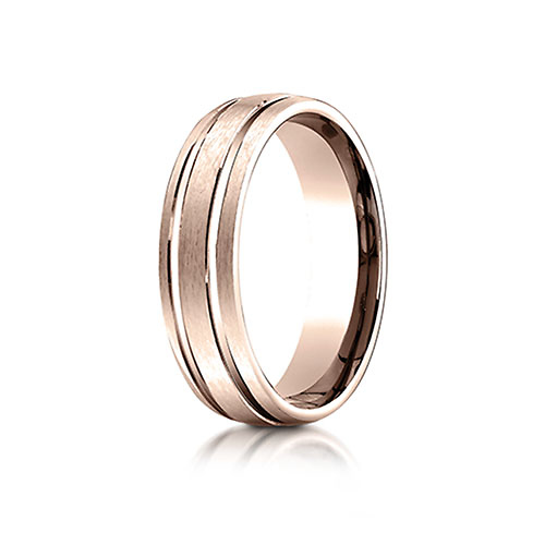 6mm Double Channel Wedding Band by Benchmark Rings in 14K Rose Gold Slide 0