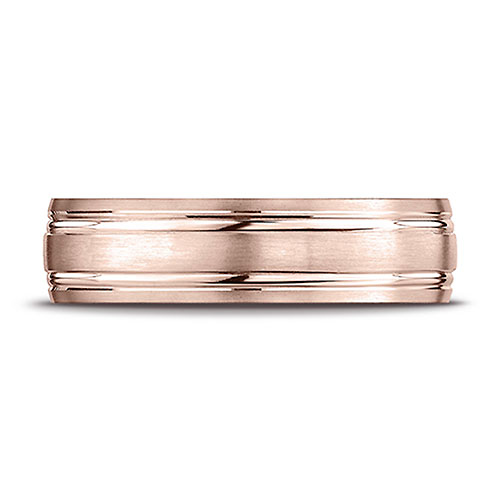 6mm Double Channel Wedding Band by Benchmark Rings in 14K Rose Gold Slide 2