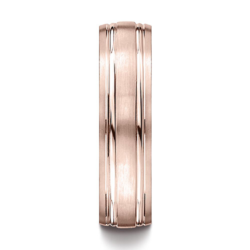 6mm Double Channel Wedding Band by Benchmark Rings in 14K Rose Gold Slide 1