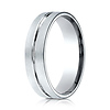 6mm Flat Striped Comfort-Fit Benchmark Wedding Ring in Solid 14K White Gold thumb 1
