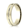 6mm Flat Striped Comfort-Fit Benchmark Wedding Band in Solid 14K Yellow Gold thumb 1