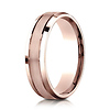 6mm Flat Satin Grooved Lucent Beveled Wedding Band by Benchmark Rings in 14K Rose Gold thumb 0
