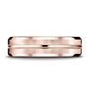 6mm Polished Striped Beveled Benchmark Wedding Band in 14K Rose Gold thumb 1
