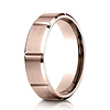 6mm Satin Brick Style Wedding Band by Benchmark Rings in 14K Rose Gold thumb 0