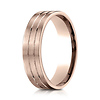 6mm Double Grooved Satin Flat Wedding Band by Benchmark Rings in 14K Rose Gold thumb 0