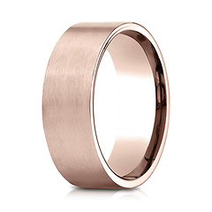 8mm Satin Finish Flat Wedding Band by Benchmark Rings in 14K Rose Gold