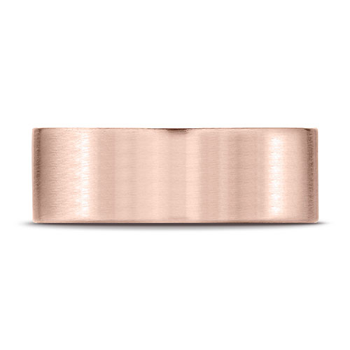 8mm Satin Finish Flat Wedding Band by Benchmark Rings in 14K Rose Gold Slide 1