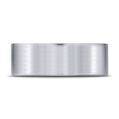 8mm Satin Finish Flat Wedding Band by Benchmark Rings in 14K White Gold Slide 1