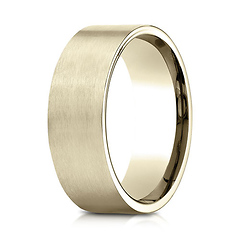 8mm Satin Finish Flat Wedding Band by Benchmark Rings in 14K Yellow Gold