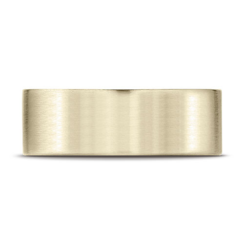 8mm Satin Finish Flat Wedding Band by Benchmark Rings in 14K Yellow Gold Slide 1