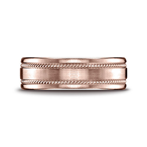 7.5mm Dual Rope Benchmark Wedding Band with Satin Finish in 14K Rose Gold Slide 1